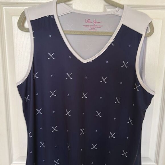 LILLIE GREEN UPF Sun Blocking Golf Ball Dress, Navy With Tee And Golf Balls Prin - Picture 3 of 8